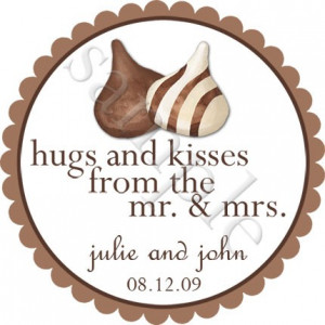 Kisses Personalized Stickers - Wedding Stickers, Favor Labels, Wedding ...