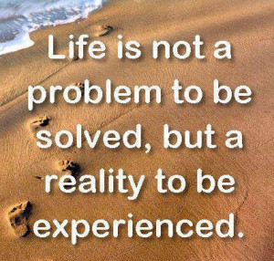 ... to be solved, but a reality to be experienced.