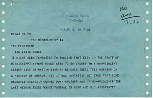 Jackie Robinson said in a telegram to President John F. Kennedy dated ...