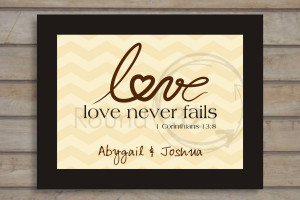 LOVE NEVER FAILS - Beautiful quote with chevron background ...