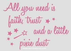 ... TRUST PIXIE DUST Vinyl Word Quote Wall Decal Lettering Tinkerbell V2