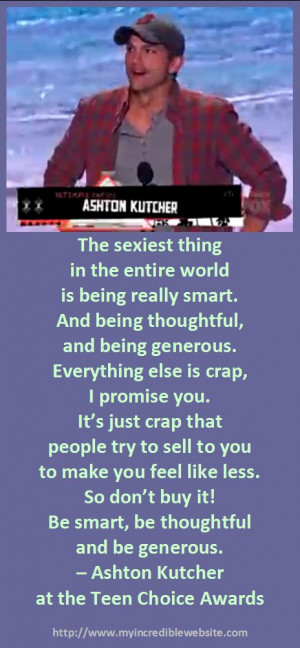 Ashton Kutcher at the 2013 Teen Choice Awards Awesome speech