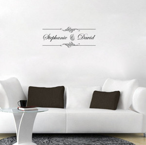 Script Wedding Monogram vinyl wall quote for home(China (Mainland))
