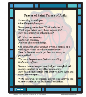 Download a reflection of the Prayer of Saint Teresa of Avila, and use ...