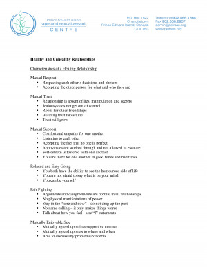 Characteristics of Healthy and Unhealthy Relationships