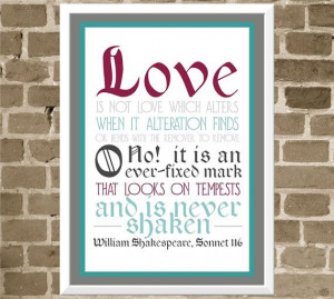 Love Poster - 5x7 Shakespeare Sonnet Typography - Wedding Quote - Love ...