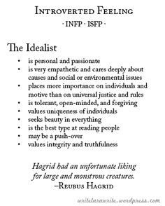 Awe they even mention Hagrid ♥ #INFP #ISFP More