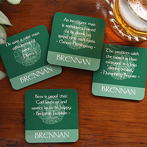 Famous Irish Quotes Personalized Drink Coaster Set - 5160