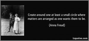 Create around one at least a small circle where matters are arranged ...