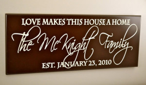 ... Wood Family Name Sign with Wedding Date and Quote by CRSWoodDesigns