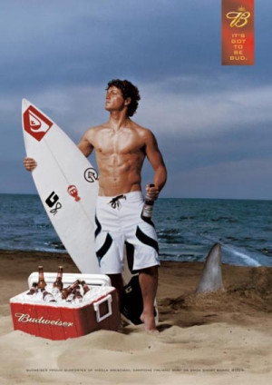 Fabulous Budweiser beer commercial - man on the beach with a shark ...