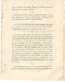 The six-page decree of the National Assembly, drafted by Lazare Carnot ...