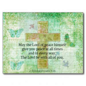 Thessalonians 3:16 Inspirational BIBLE quote Postcard
