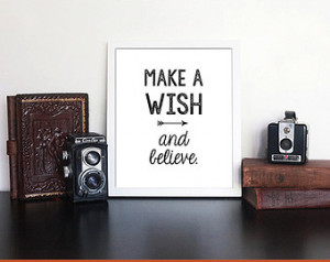Make a Wish Print - Typography Art - Wall Decor - Inspirational Quote ...
