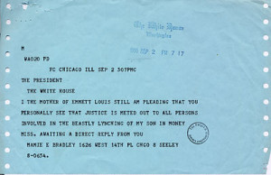 ... , Mamie Bradley, sent to President Eisenhower that pleads for action