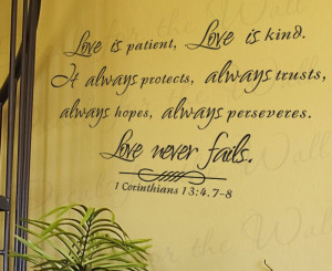 Love is Patient Kind Corinthians Bible Vinyl Wall Decal Sticker