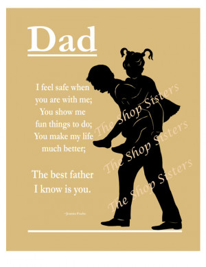 Dad Father Daughter Father's Day Poem Silhouette Black 8x10 Wall Art ...