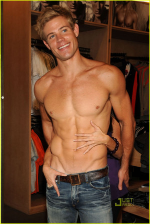 Shirtless Trevor Donovan Shopping at A/X in Los Angeles