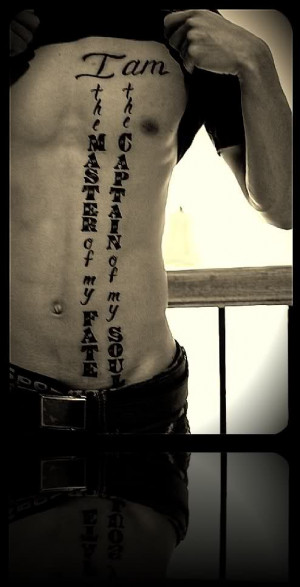 chest & belly quote tattoo _
