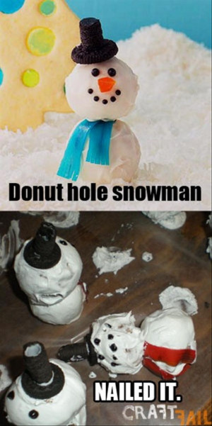 funny pinterest fail, donut hole snowman, funny