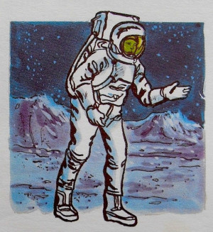 1960s Illustration Astronaut Outer Space by Christian Montone