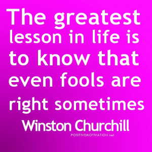 The Greatest Lesson in life is that even fools are right sometimes ...