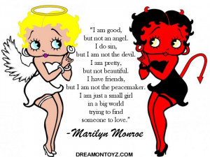 Betty Boop angel and Betty Boop devil with Marilyn Monroe quote: