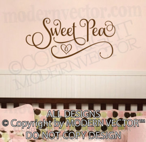 Details about SWEET PEA Quote Vinyl Wall Decal Lettering Nursery Boys ...