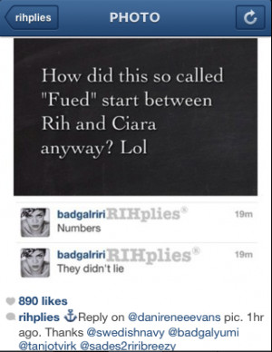 ... Non-Exclsuive: Rihanna Finally Explains Feud With Ciara…Kinda