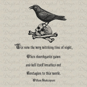 ... Skull Raven William Shakespeare Quote Wall Decor Printable Digital