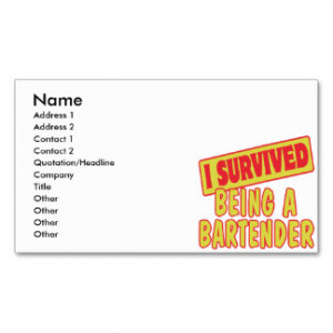 SURVIVED BEING A BARTENDER BUSINESS CARD TEMPLATE