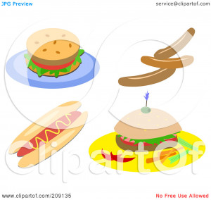 ... Illustration of a Digital Collage Of Sausage, Burgers And A Hot Dog