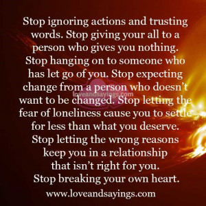 Stop Breaking your own heart