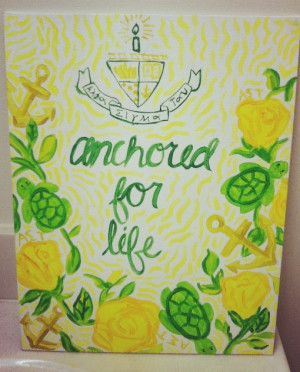 Alpha Sigma Tau sorority canvas - even with turtles! Add some swans ...