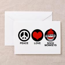 Peace Love Sock Monkeys Greeting Cards (Pk of 10) for