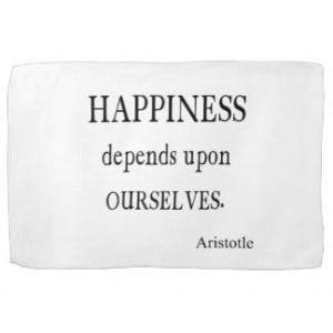 Vintage Aristotle Happiness Inspirational Quote Kitchen Towel