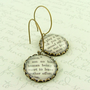 Jane Eyre English Literature Earrings - I am no bird - Love Quote ...