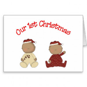 Our 1st Christmas (African American Twins) Greeting Card