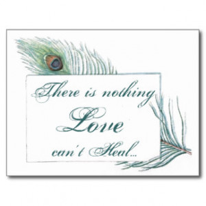 Vintage Peacock Feather Inspirational Love Quote Postcard