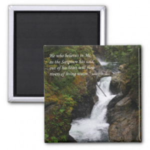 Inspirational Quote on a Small Waterfall Refrigerator Magnet