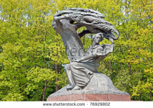 frederic chopin monument on the green trees background - stock photo ...