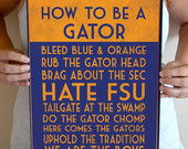 Florida Gators Art Print, Florida Gators Quote Poster Sign, Florida De ...