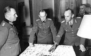 Von Rundstedt (au centre) avec Rommel (à gauche).