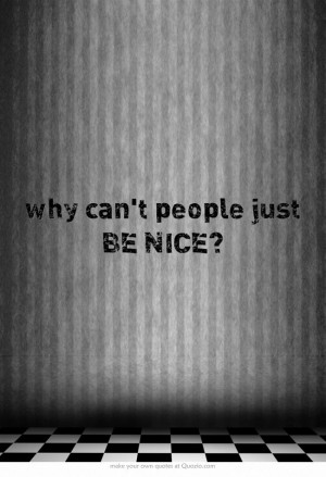 why can't people just BE NICE?