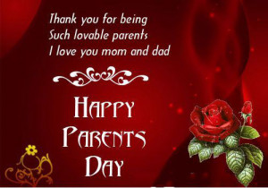 ... Red Happy Parents's Card With Parents' Day Quotes From Daughter