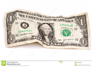 Royalty Free Stock Image: A wrinkled American dollar bill