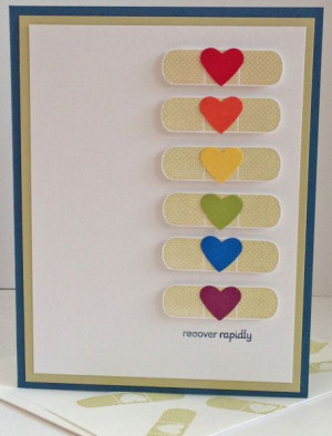 handmade get well card ... luv the band aids ... column of band aids ...