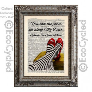 Dorothy's Ruby Slippers and Glinda Quote Wizard of Oz on Vintage ...