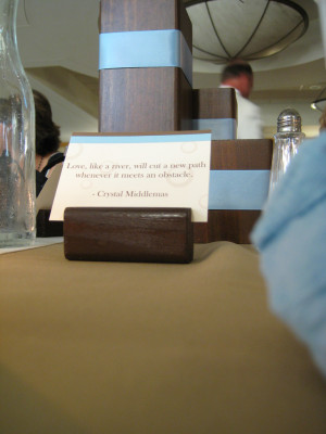 The tables were set up with four inspirational quotes. Jeremy spent ...