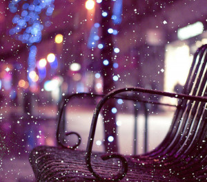 bank, bench, magic, snow, winter